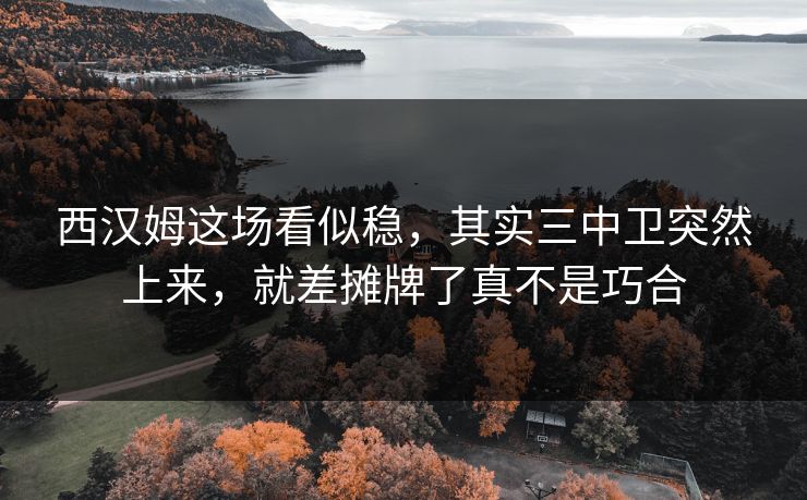西汉姆这场看似稳，其实三中卫突然上来，就差摊牌了真不是巧合