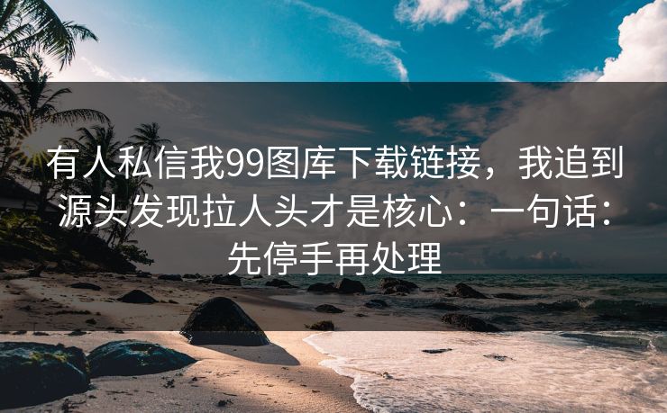 有人私信我99图库下载链接，我追到源头发现拉人头才是核心：一句话：先停手再处理
